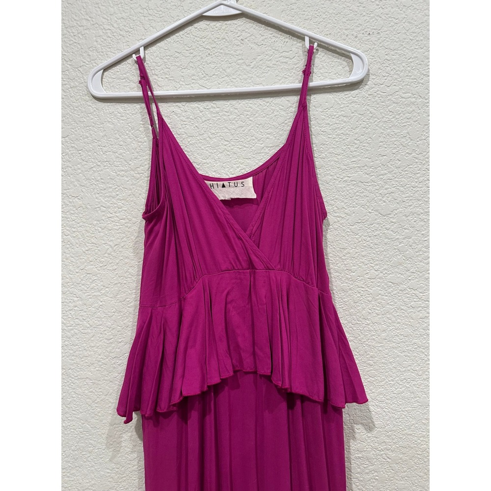 Hiatus Women Magenta Purple Tiered Ruffle Maxi Dress V-Neck Boho JD8W11HR XS - Picture 7 of 9